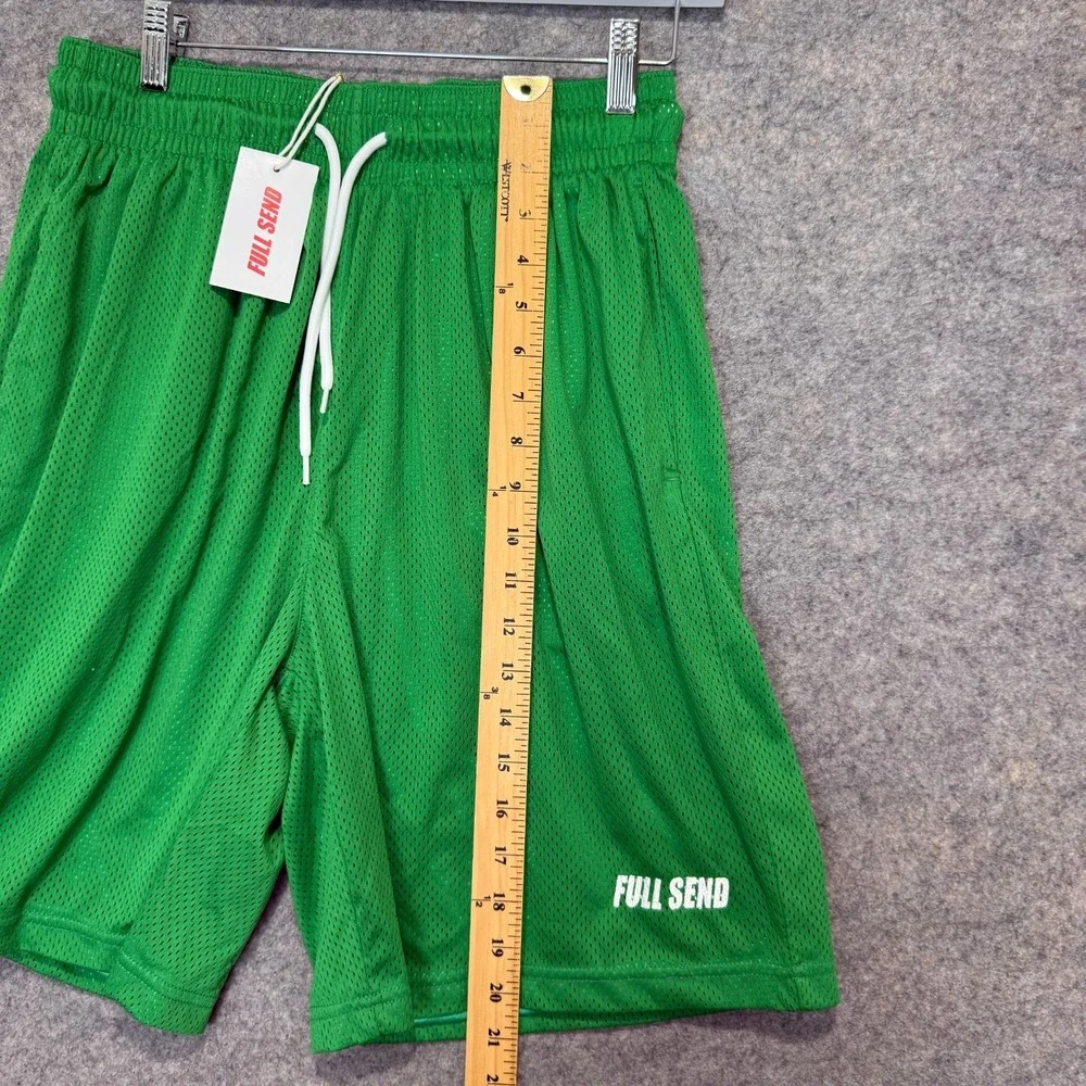 Full Send Nelk Boys Mesh Basketball Shorts Mens XL Green Lined Stretch‎ Jersey